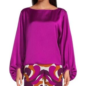 Trina Turk Magenta Satin Blouse